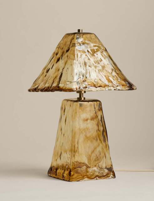 M&S All Over Glass Table Lamp Brown