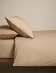 M&S Cotton Rich Bedding Set Biscuit