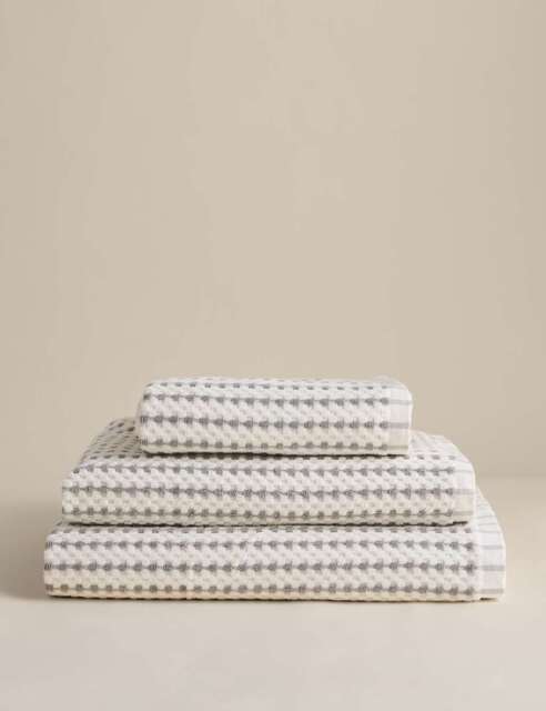 M&S Pure Cotton Spotty Striped Towel Marble
