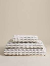 M&S Pure Cotton Spotty Striped Towel Marble