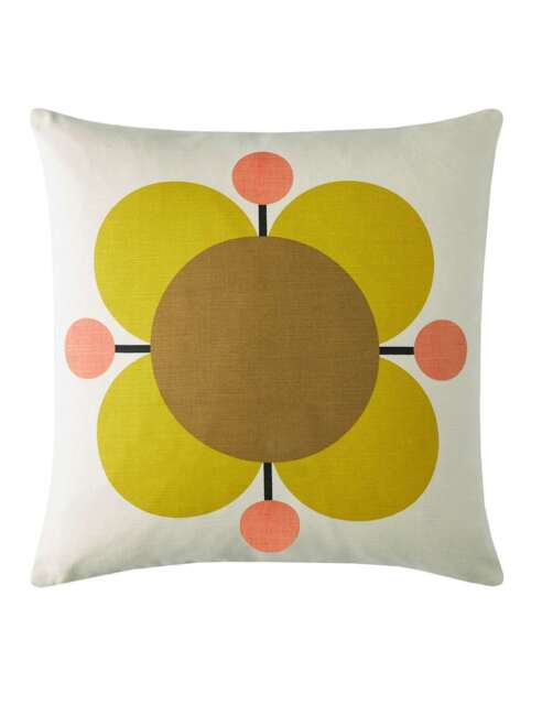 Orla Kiely Pure Cotton Atomic Flower Cushion Yellow Mix