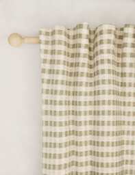 M&S Chenille Gingham Multiway Blackout Curtains Olive