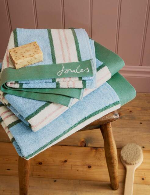Joules Pure Cotton Juliette Stripe Towel Blue