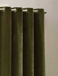 YARD Chenille Blackout Pencil Pleat Curtains Olive