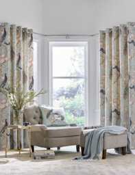 Laura Ashley Belvedere Pure Cotton Eyelet Curtains Duck Egg