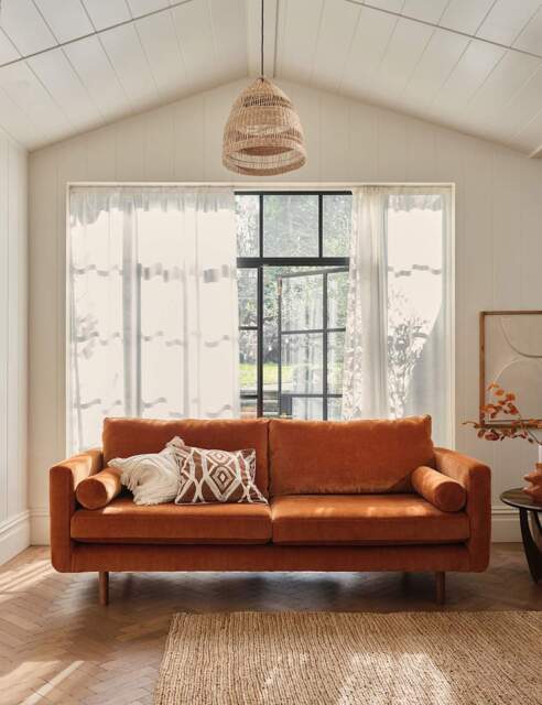 BARKER AND STONEHOUSE Moore Chenille Large 3 Seater Sofa Orange