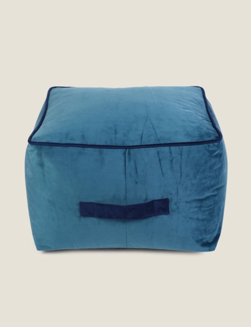 Kaikoo Velvet Square Pouffe Teal