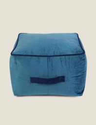 Kaikoo Velvet Square Pouffe Teal