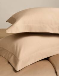 M&S 2 Pack Egyptian Cotton 400 Thread Count Silky Oxford Pillowcases Biscuit