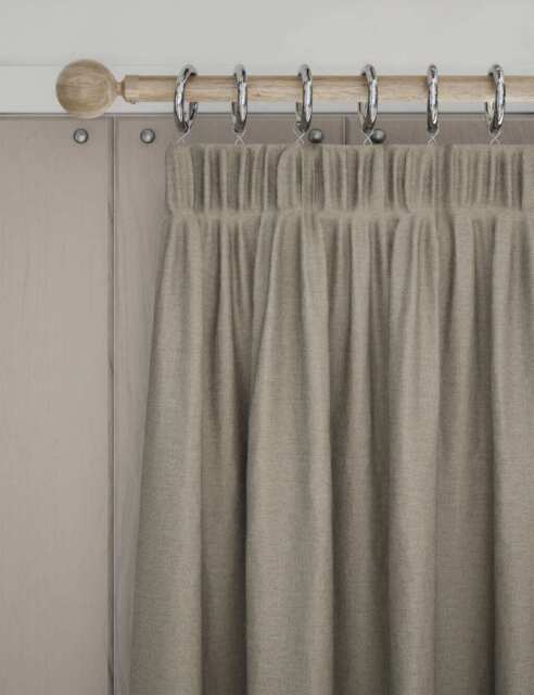 M&S Brushed Pencil Pleat Blackout Thermal Curtains Neutral