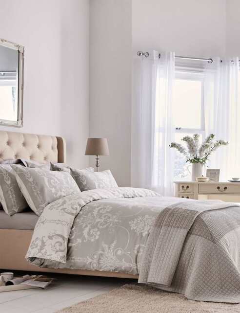 Laura Ashley Pure Cotton Sateen Josette Bedding Set Light Grey