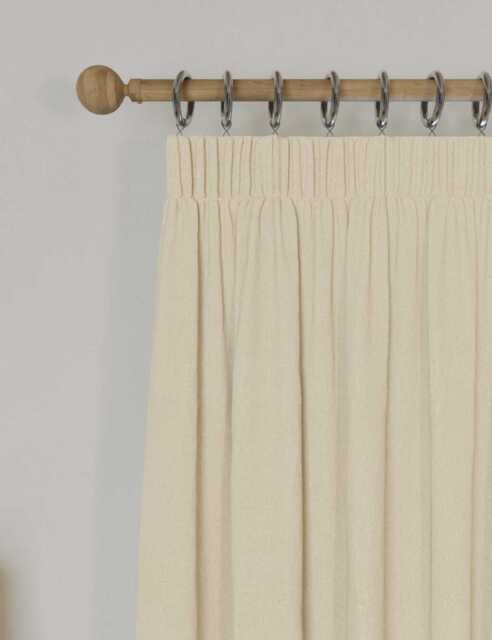 M&S Brushed Pencil Pleat Blackout Thermal Curtains Cream