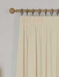 M&S Brushed Pencil Pleat Blackout Thermal Curtains Cream