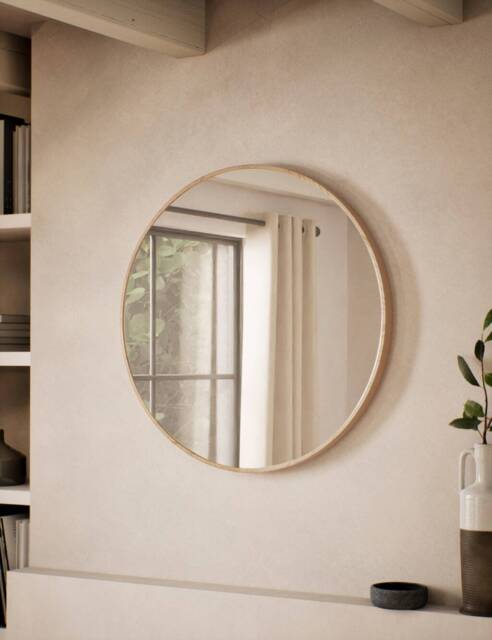 M&S Round Pine Wall Mirror Wood