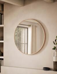 M&S Round Pine Wall Mirror Wood