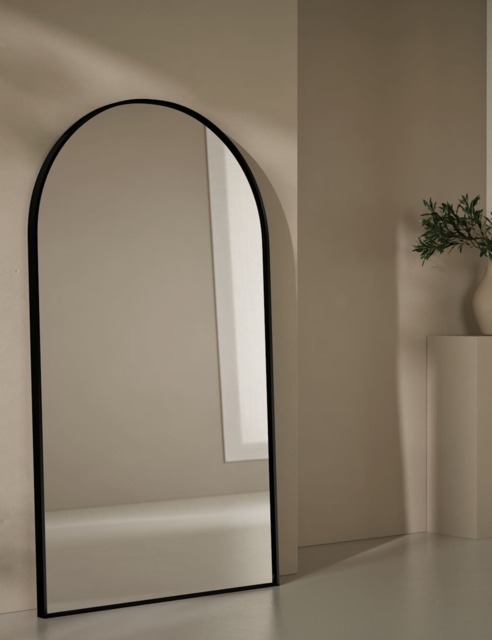 M&S Metal Arch Free Standing Mirror Black