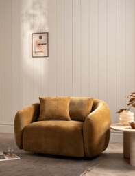 BARKER AND STONEHOUSE Cocoon Chenille Swivel Snuggle Chair Yellow