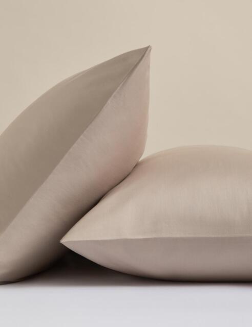 M&S 2 Pack Rest & Renew Pure Cotton Pillowcases Taupe