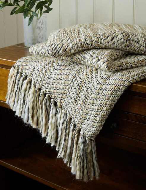 Laura Ashley Cotton Blend Liberton Throw Natural