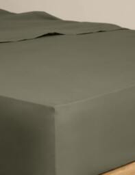 M&S Egyptian Cotton 230 Thread Count Crisp Fitted Sheet Khaki