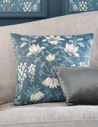 Laura Ashley Velvet Parterre Cushion Blue Mix