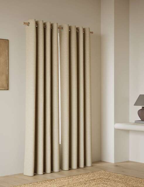 M&S Basketweave Eyelet Curtains Cream