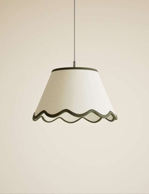 M&S Large Scallop Trim Lamp Shade Green