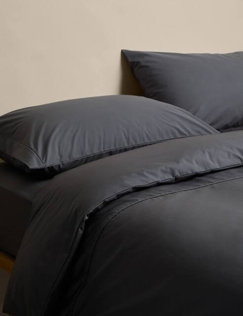 M&S Egyptian Cotton 230 Thread Count Crisp Bedding Set Charcoal