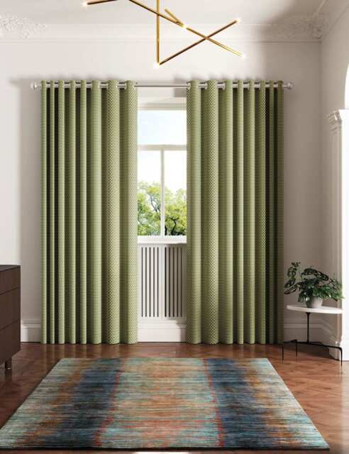 Ted Baker Palm Geo Lined Eyelet Curtains Green