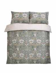 William Morris At Home Set of 2 Pure Cotton Honeysuckle & Tulip Pillowcases Green Mix
