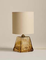 M&S Glass Small Table Lamp Brown