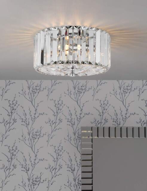 Laura Ashley Fernhurst Crystal Flush Ceiling Light Silver