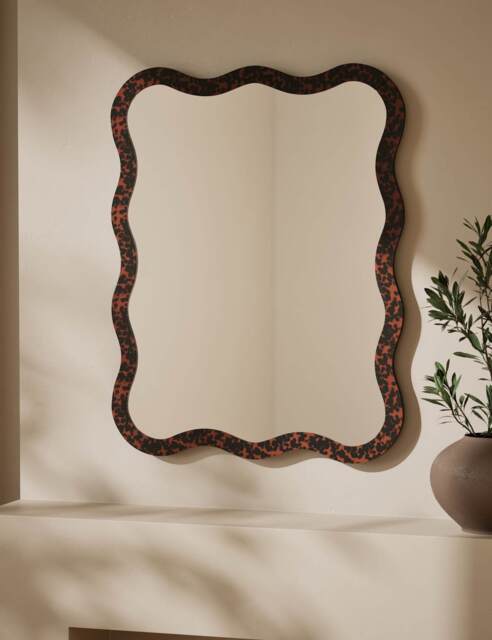 M&S Tortoiseshell Scallop Wall Mirror Brown