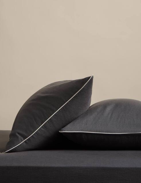M&S 2 Pack Pure Linen 190gsm Pillowcases Charcoal