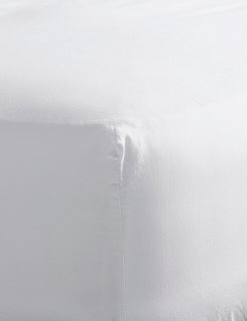 Bedfolk Pure Cotton 300 Thread Count Washed Deep Fitted Sheet White