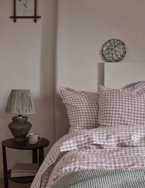 Piglet In Bed Linen Rich Gingham Duvet Cover Light Pink Mix