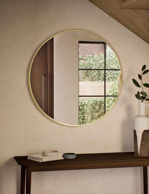 M&S Metal Circle Wall Mirror Antique Brass