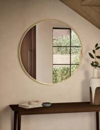 M&S Metal Circle Wall Mirror Antique Brass
