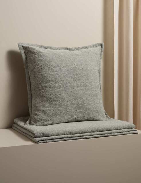 M&S X Kelly Hoppen Pure Cotton Jacquard Large Decorative Cushion Grey