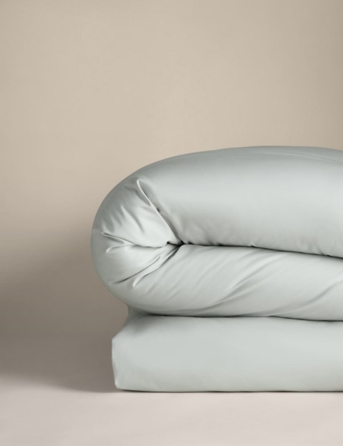 M&S Pure Cotton 180 Thread Count Duvet Cover Silver Grey