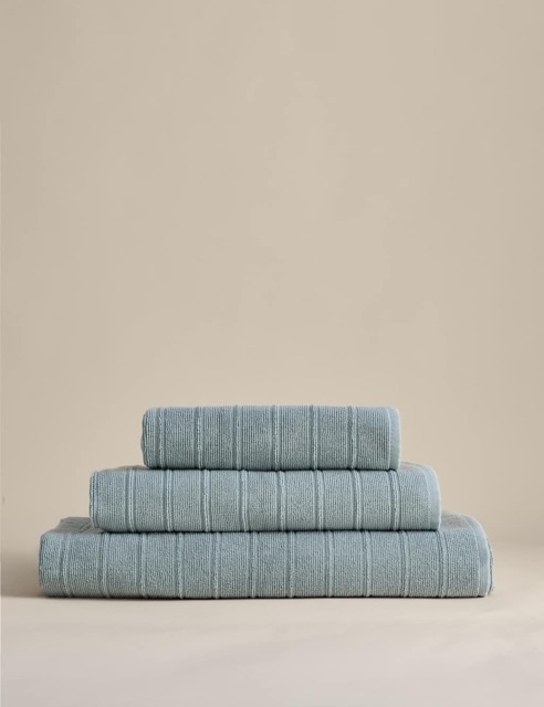 M&S Egyptian Cotton Striped Towel Seafoam