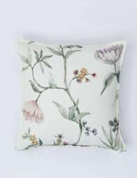 MM Linen Linen Blend Floral Piped 50x50cm Cushion Cream Mix