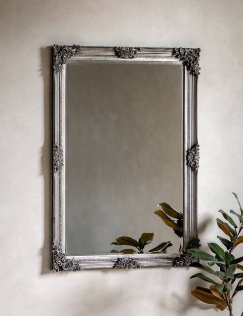 Gallery Direct Fiennes Extra Large Rectangular Wall Mirror - Silver, Silver