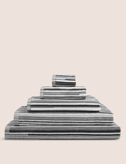 M&S Pure Cotton Striped Towel - HAND - Black Mix, Black Mix,Chambray Mix