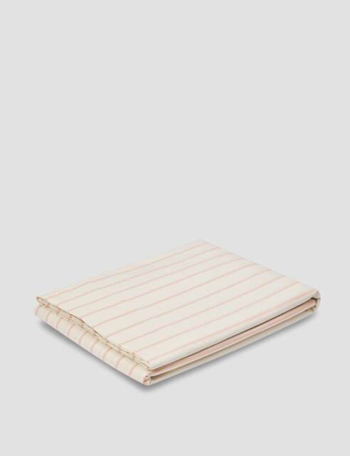 Piglet In Bed Pure Cotton Striped Flat Sheet Cream Mix