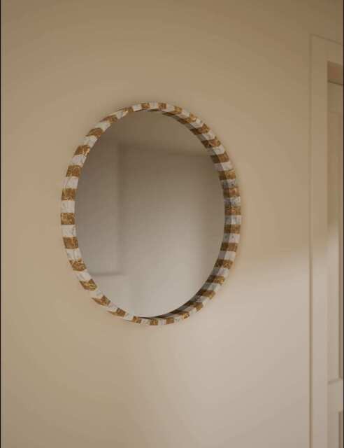 M&S Marble Round Wall Mirror Brown Mix