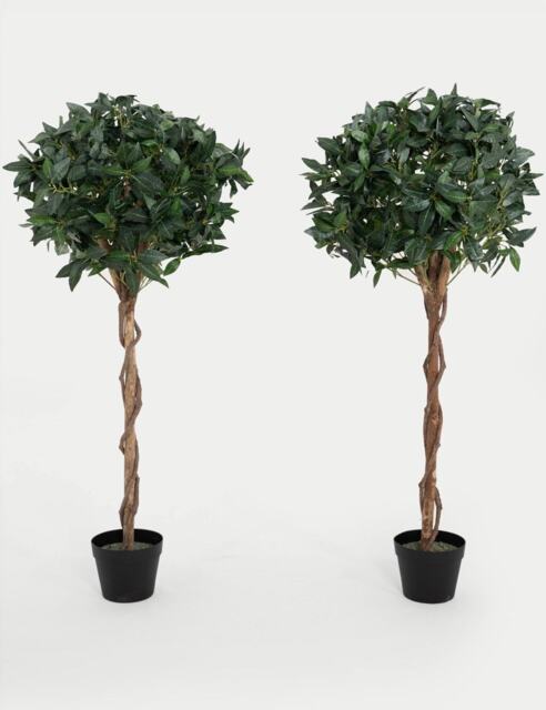 Blooming Artificial 4ft Set of 2 Artificial Bay Trees in Pots Green