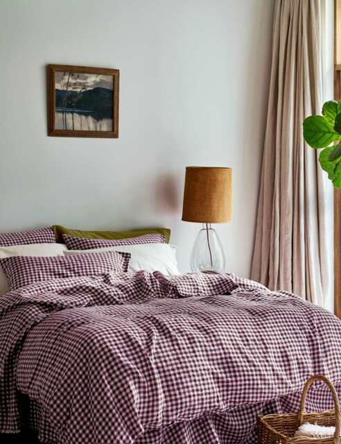 Piglet In Bed Linen Rich Gingham Duvet Cover Purple Mix