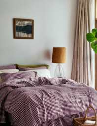 Piglet In Bed Linen Rich Gingham Duvet Cover Purple Mix