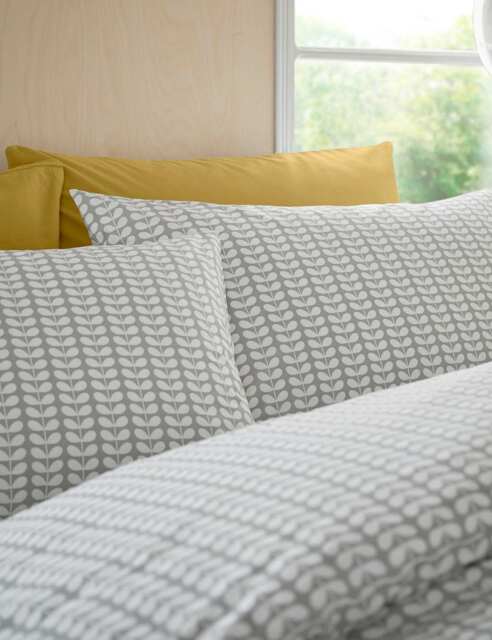 Orla Kiely 2 Pack Pure Cotton Floral Pillowcases Light Grey Mix
